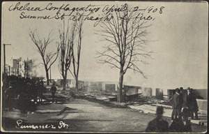 Chelsea conflagration April 12 1908. Summer St at height of fire. Summer St.