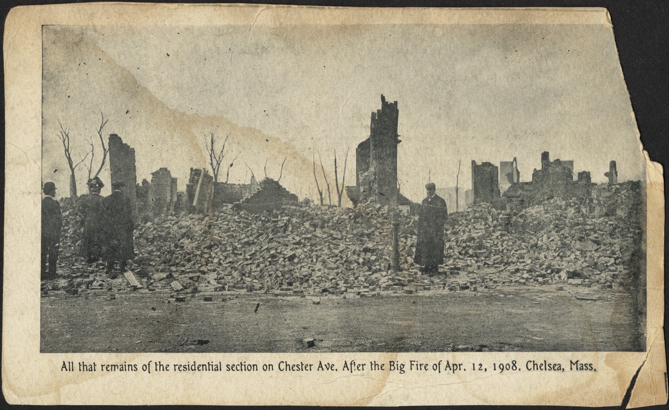 All that remains of the residential section on Chester Ave. After the big fire of Apr. 12, 1908. Chelsea, Mass.