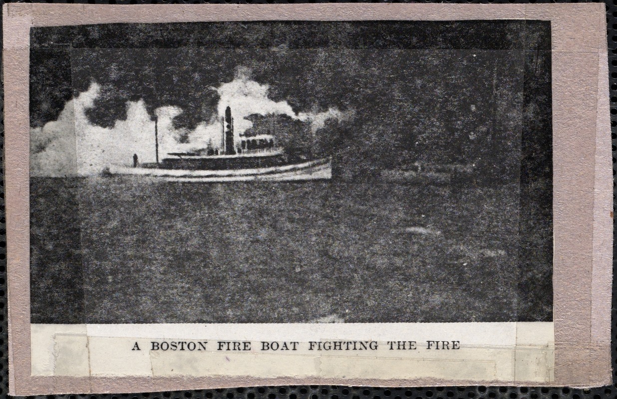 A Boston fire boat fighting the fire