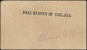 Pass bearer in Chelzea, Thomas R. Frost