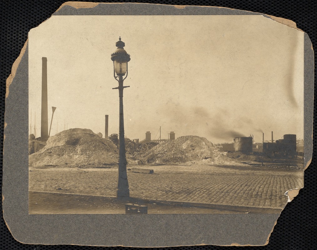 Street light and ruins of the Great Chelsea Fire