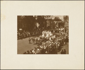 Plymouth Tercentenary celebration, parade, President Day, August 1, 1921, float by the Ancient Order United Workmen, Plymouth