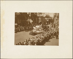 Plymouth Tercentenary celebration, parade, President Day, August 1, 1921, float by SAO Gabriel Portuguese National Society, Plymouth