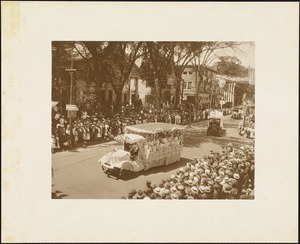 Plymouth  Tercentenary celebration, parade, President Day, August 1, 1921, float by Lady Winthrope Rebekah Lodge, Brockton, MA