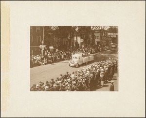 Plymouth  Tercentenary celebration, parade, President Day, August 1, 1921, float by Jones River Parish, Kingston, MA