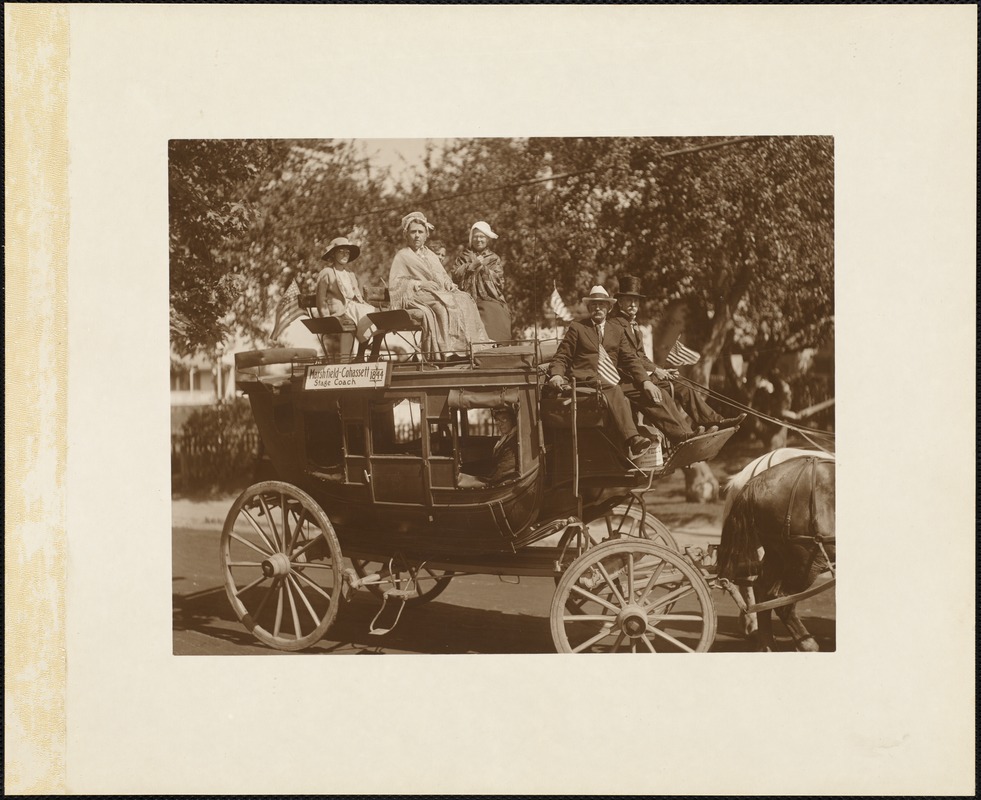 Plymouth  Tercentenary celebration, parade, President Day, August 1, 1921, Marshfield-Cohassett stage coach--1844