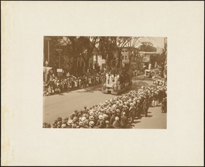 Plymouth  Tercentenary celebration, parade, President Day, August 1, 1921, float depicting Major's Purchase, West Bridgewater
