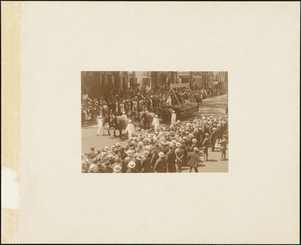 Plymouth Tercentenary celebration, parade, President Day, August 1, 1921, float by the Plymouth Cordage Company