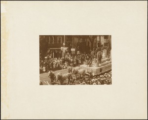 Plymouth  Tercentenary celebration, parade, President Day, August 1, 1921, first prize - second prize commercial float, George Mabbett & Sons Company, Plymouth