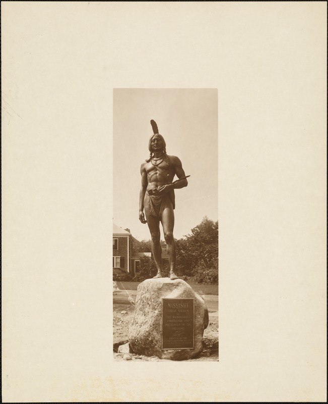 Plymouth Tercentenary celebration, September 1921, statue of Massasoit, Cole's Hill, Plymouth