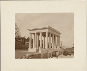 Plymouth Tercentenary celebration, winter 1921/22, new portico over Plymouth Rock presented by Colonial Dames of America, view looking north