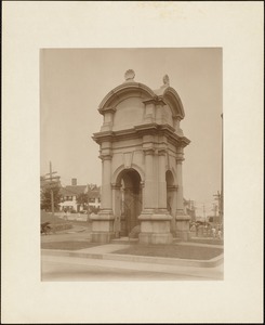 Plymouth waterfront, summer of 1920, monument designed by Hammatt Billings (1859) for Plymouth Rock