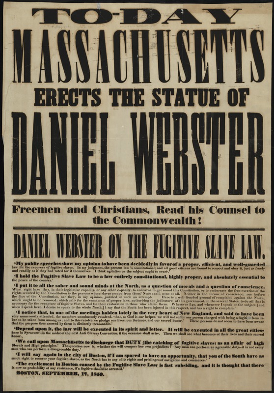 Today Massachusetts erects the statue of Daniel Webster