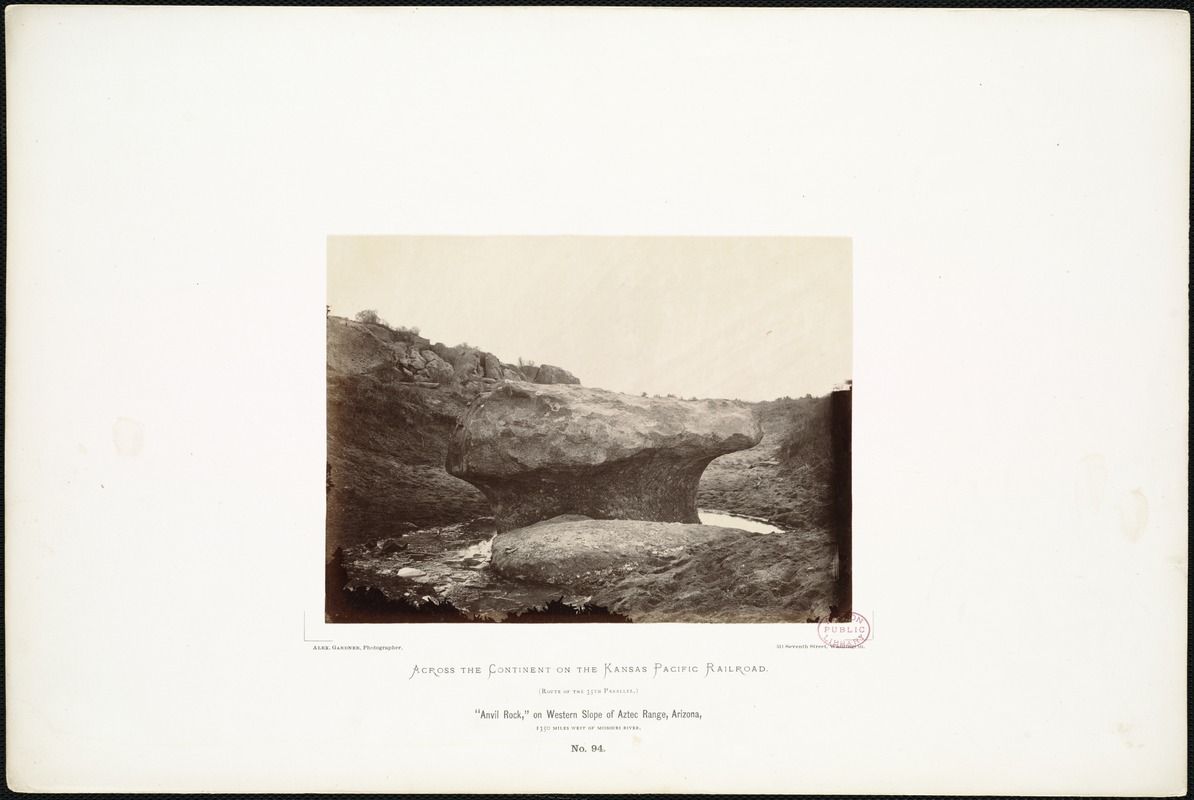 "Anvil Rock," on Western Slope of Aztec Range, Arizona, 1,350 miles west of Missouri River.
