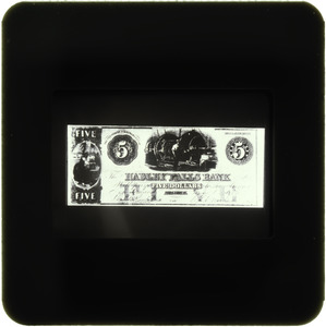 $5 note showing Machine shop, Hadley Falls Bank