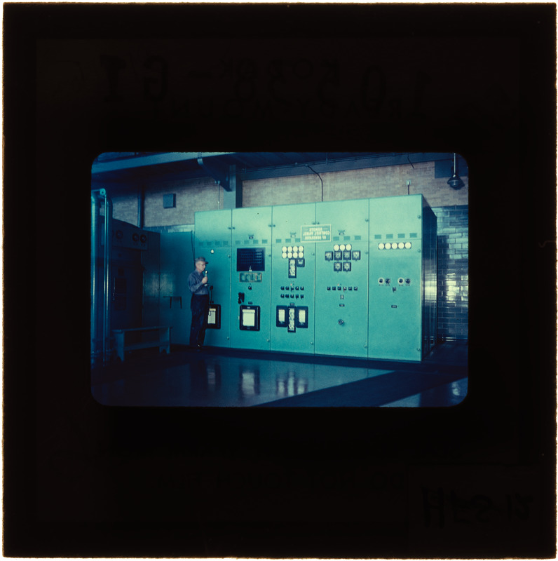 Hadley Falls Station, interior showing control panel