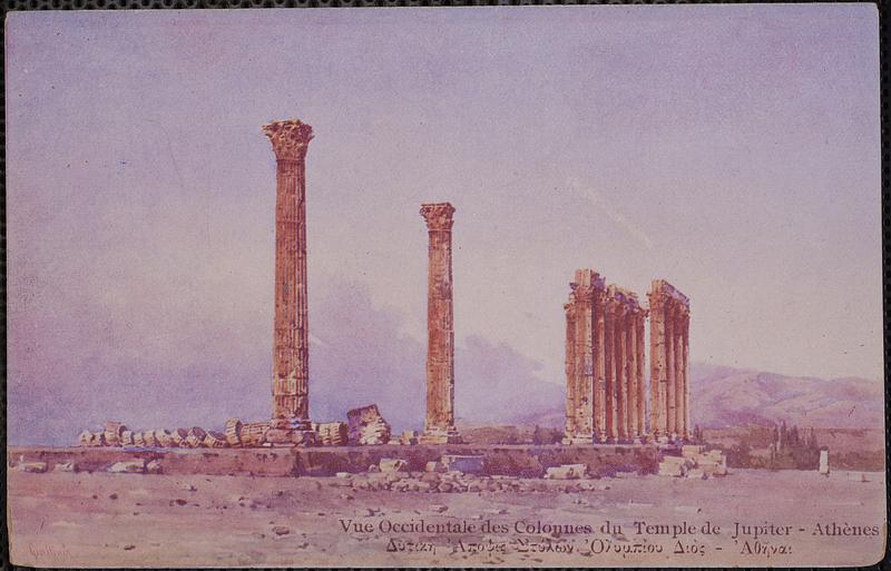 Vue occidentale des colonnes du Temple de Jupiter - Athènes