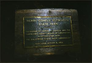 Henry Cowell Redwoods State Park plaque, Santa Cruz County, California