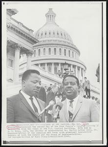 Callers at the Capitol--The Rev. Ralph Abernathy discusses the second day of the Poor People’s Campaign yesterday in Washington from the steps of the U.S. Capitol Building. With him is A. D. King, left, the brother of assassinated Dr. Martin Luther King, Jr. Representatives of the campaign met today with prominent legislative leaders of both the Senate and the House of Representatives.