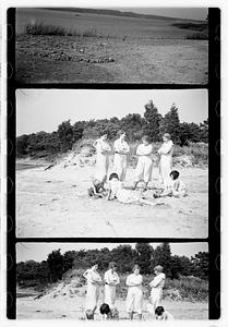 Group portraits near pond or beach