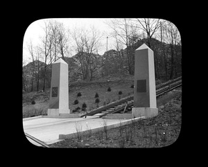 Monuments at foot of incline of Granite Railway