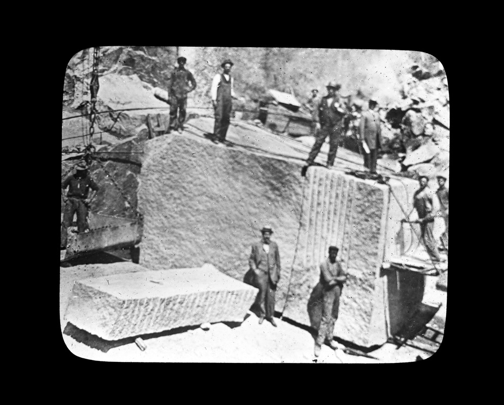 Swingle Quarry, large block of granite Digital Commonwealth