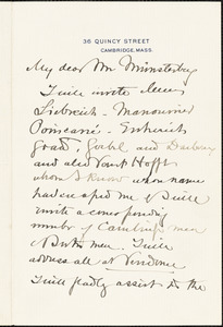 Agassiz, Alexander, 1835-1910 autograph letter signed to Hugo Münsterberg, Cambridge, Mass.