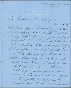Bacon, Josephine Daskam, 1876-1961 autograph letter signed to Hugo Münsterberg, Pleasantville, N.Y., 16 November 1909