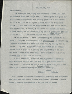 Baldwin, James Mark, 1861-1934 typed letter (copy) to J.Mc. K. Cattell, Princeton, N.J., 23 November 1903