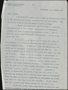 Baldwin, James Mark, 1861-1934 typed letter (copy) to J.Mc. K. Cattell, Princeton, N.J., 2 December 1903