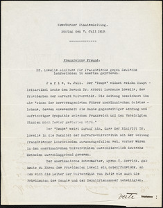 Circular letter, Paris, 7 July 1913