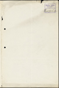 Bertling, Karl O., fl. 1912 typed document: Das Amerika-Institut in den Monaten September, Oktober und November 1912., 30 November 1912