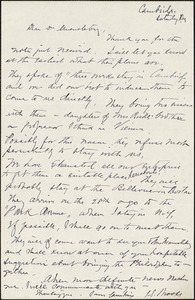 Brooks, John Graham, 1846-1938 autograph letter signed to Hugo Münsterberg, Cambridge, Mass., 1913?
