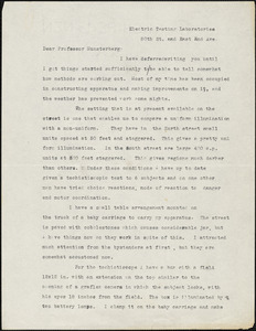 Burtt, Harold E. (Harold Ernest), 1890-1991 typed letter signed to Hugo Münsterberg, New York, 1914