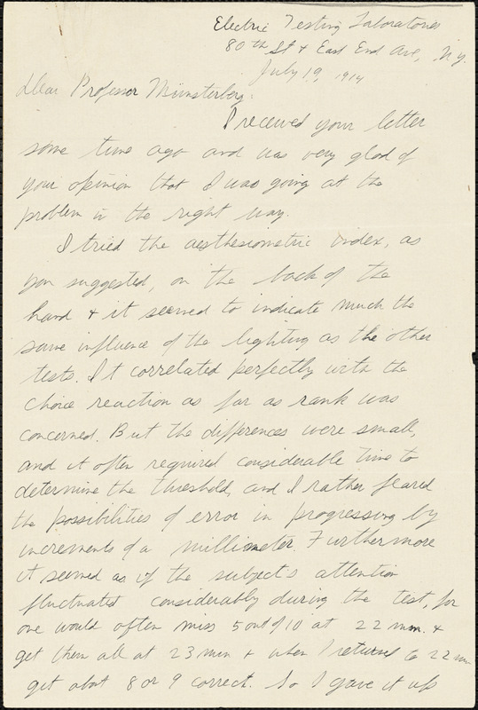 Burtt, Harold E. (Harold Ernest), 1890-1991 autograph letter signed to ...