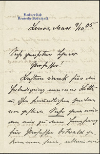 Bussche-Haddenhausen, Hilmar, 1867-1939 autograph letter signed to Hugo Münsterberg, Lenox, Mass., 9 October 1905