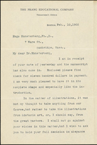 Clark, John S., fl. 1900 typed letter signed to Hugo Münsterberg, Boston, 10 February 1902