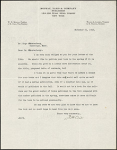 Coit, Joseph Howland, 1863 or 4-1930 typed letter signed to Hugo Münsterberg, New York, 21 November 1912