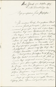 Cronau, Rudolf, 1855-1939 autograph letter signed to Hugo Münsterberg, New York, 20 October 1909