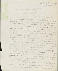 Dabo, Leon, 1868-1960 autograph letter signed to Hugo Münsterberg, New York, 4 September 1906