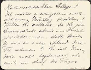 Dilthey, Wilhelm, 1833-1911 autograph letter signed to Hugo Münsterberg, Berlin
