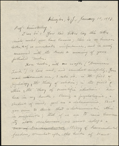 Durant, Will, 1885-1981 autograph letter signed to Hugo Münsterberg, Arlington, N.J., 10 January 1907