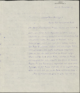 Eucken, Rudolf, 1846-1926 typed letter signed to Hugo Münsterberg, Jena, 5 November 1913