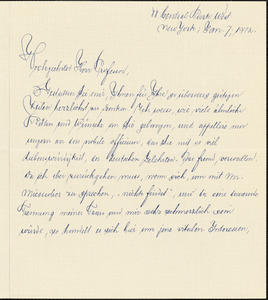 Goldbeck, Eduard, fl. 1911 autograph letter signed to Hugo Münsterberg, New York, 7 January 1912
