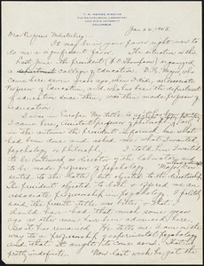 Haines, T. Harvey (Thomas Harvey), b. 1871 autograph letter signed to Hugo Münsterberg, Columbus, O., 22 January 1908