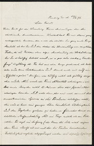 Hensel, Paul, 1860-1930 autograph letter signed to Hugo Münsterberg, Strassburg, 24 October 1896