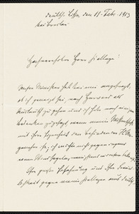 Hillebrandt, Alfred, 1853-1927 autograph letter signed to Hugo Münsterberg, Copenhagen, 11 February 1913