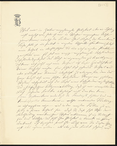 Holleben, Theodor von, 1838-1913 manuscript letter to Hugo Münsterberg, 1903?