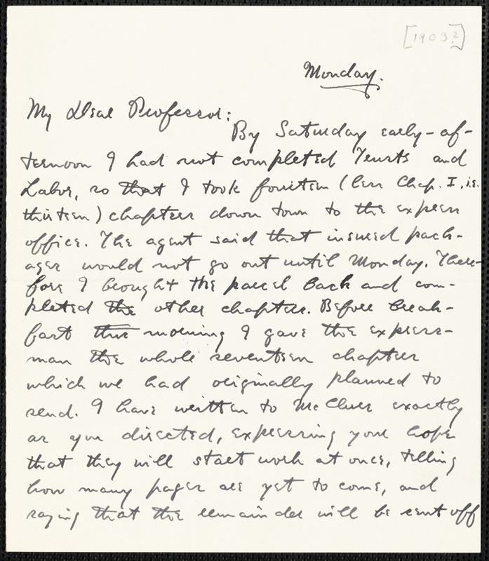 Holt, Edwin B. (Edwin Bissell), 1873-1946 autograph letter signed to Hugo Münsterberg, Cambridge, Mass., [1903?]