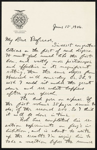 Holt, Edwin B. (Edwin Bissell), 1873-1946 autograph letter signed to Hugo Münsterberg, [New York?], 15 June 1904